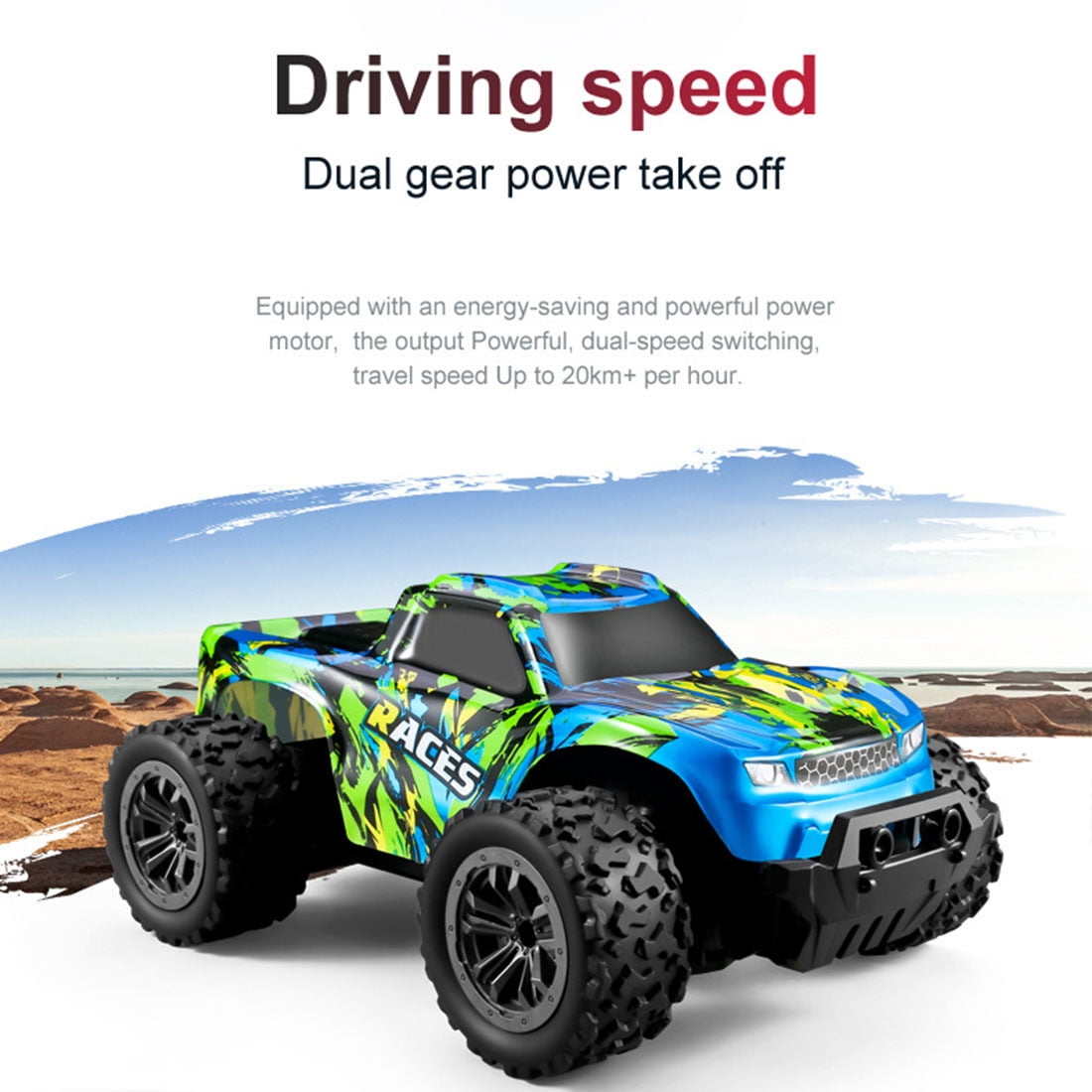 1/20 Scale RC Off-Road Drift Car, 2.4GHz All-Terrain RWD RC Truck with LED Light, 20+ KM/H Mini Racing Truck Car Model Gift for Adult (RTR Version)
