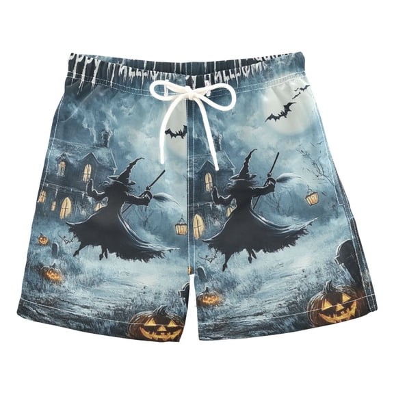 Scary Haunted House Boys Swim Trunks Quick Dry Boy Swim Shorts for 3-14 Years