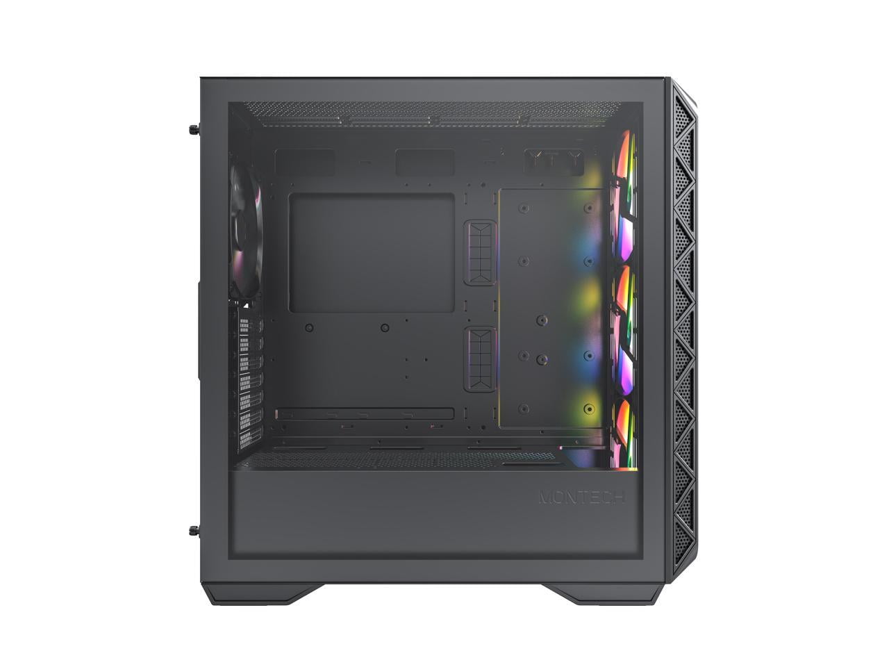 Montech E-ATX Mid Tower Computer Case with ARGB Fans, Black