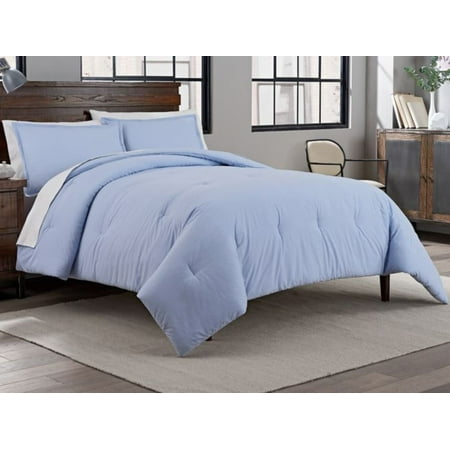 Reversible Percale Weave 3 Piece Comforter Set In Periwinkle