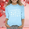 thumbnail image 2 of Hauts et Bas pour Filles et Femmes T-Shirt Décontracté à Manches 3/4 Col Rond Imprimé Saint-Valentin Mode Fonctionnel pour Filles, 2 of 4