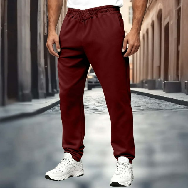 Pisexur Pantalon de Survêtement pour Hommes Mode Taille Élastique Croisée Pantalon de Survêtement pour Hommes Classique Décontracté Joggers pour Hommes Confortable Léger Bas Resserré Pantalon pour Hommes P-2TG Rouge
