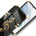 thumbnail image 4 of FKBRCL4U Compatible with Samsung Galaxy S21 Case, Black Leather Background Gold Music Notes Luxury Golden Decoration for Girl Women Soft TPU Shockproof Protective Hard PC Back, 4 of 7