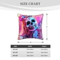 thumbnail image 4 of Fotbe Neon Skull With Milkshake Pattern Velvet Decorative Throw Pillow Covers with Elegant Piping, Soft Plush Cushion Cover for Sofa, Bed, Car, Office-16"x16", 4 of 8