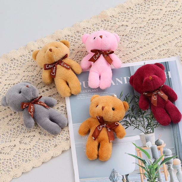Hot Sale 5 Pcs/lot Bow Tie 12 cm Mini Bear Dolls Plush Stuffed Toys,Girls Birthday Gift Small Pendant,Stuffed Plush AnimalsWhite12cm He Qiyong unisex