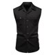 thumbnail image 2 of pstuiky Camiseta sin mangas para hombre, Cárdigan informal de moda para hombre, liso, sin mangas, con botones, bolsillos, cuello vuelto, de encaje Camisas para hombres m, 2 of 9