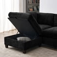 thumbnail image 3 of 96.5" Sectional Couch for Living Room, Upholstered Soft Chenille Fabric Sofa, 3-Seater with One Ottoman L Shape Sofa (Black), 3 of 11