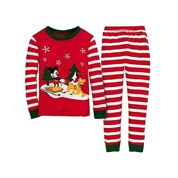 Disney Mickey Mouse and Pluto Snowflake Little Boys Pajama Set, Size: 2