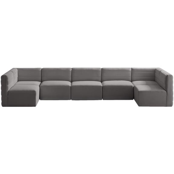 Pemberly Row Contemporary Soft Gray Velvet Modular Sectional
