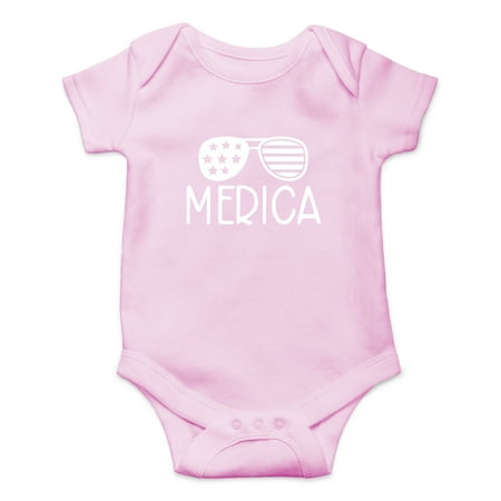 

Merica - Born In America Patriotic But Funny Adorable Baby Gift - Cute One-Piece Infant Baby Bodysuit