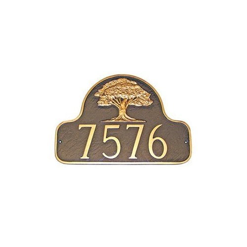 Montague Metal PCS-29 Oak Tree Decorative Arch One Line Address Plaque Black by Brand New