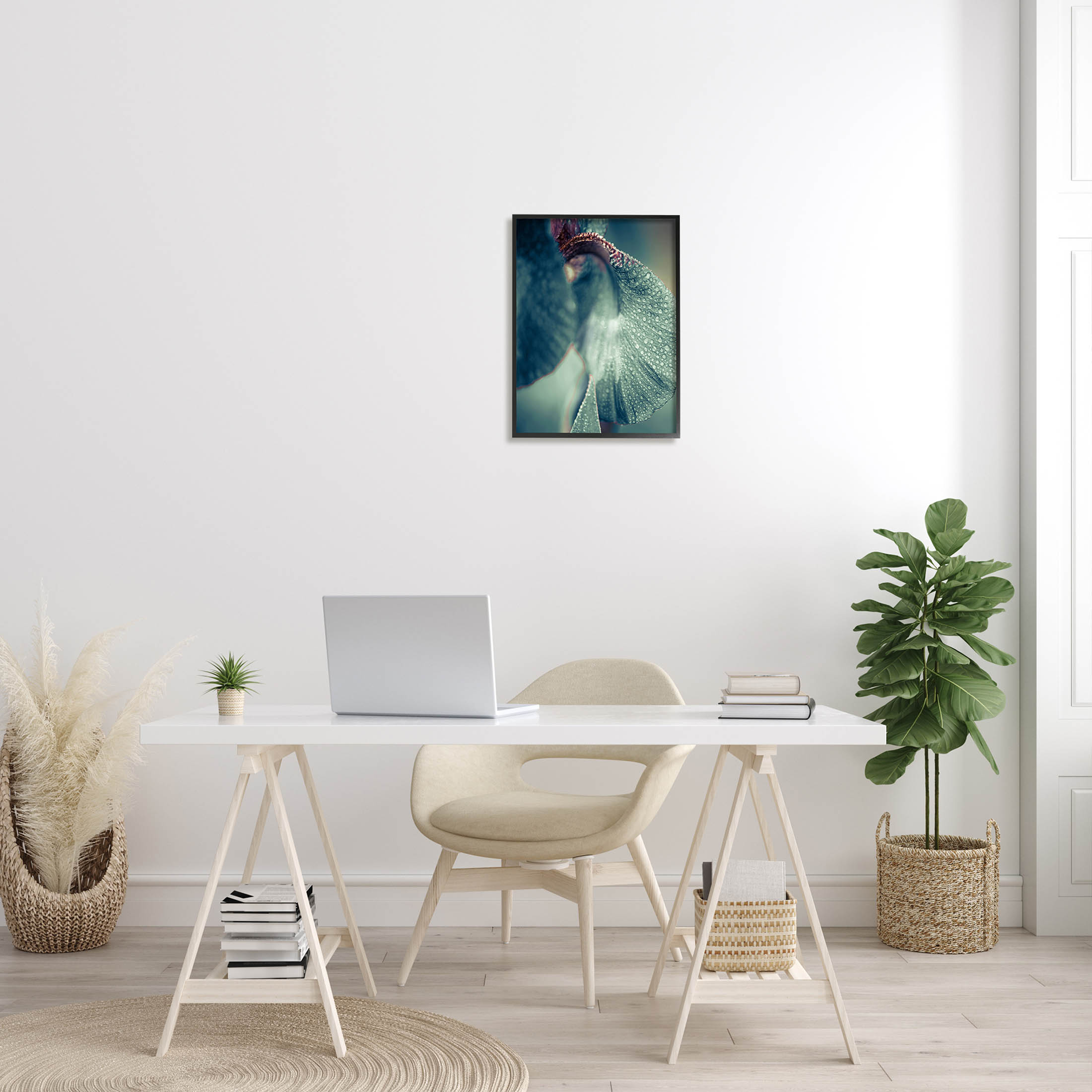 Close Up Water Drip Petals Botanical & Floral Photograph Black Framed Art Print Wall Art