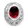 thumbnail image 3 of Auriga 14k White Gold Oval Garnet and Diamond Halo Chain Slide Pendant for Women (L-11.4mm, W-9.3mm), 3 of 5