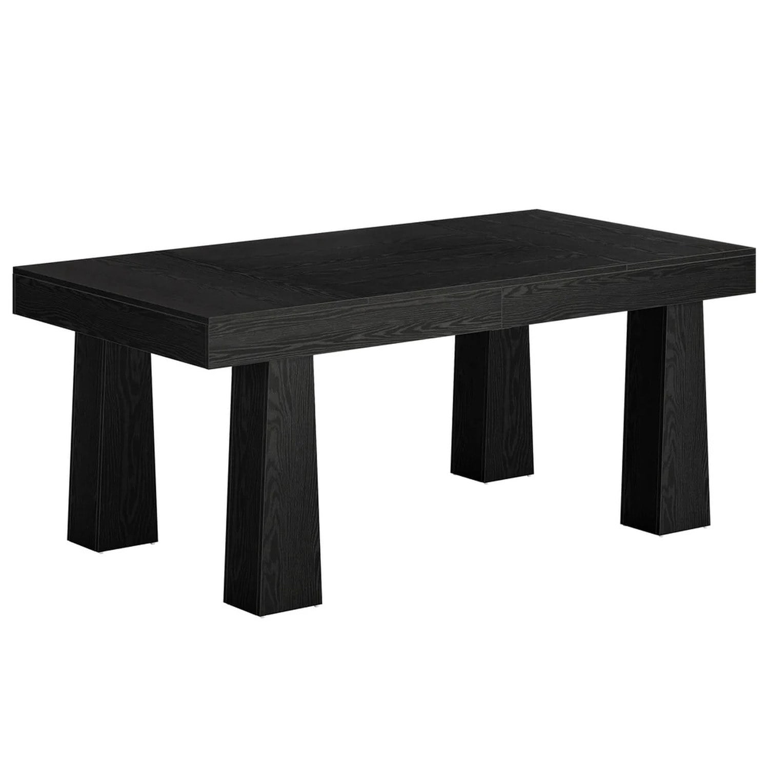Black Dining Table, 63 in W x 31.5 in D, MDF Top, Seats 4-6, Industrial Style