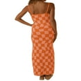 thumbnail image 2 of Female Slip Dress  Checkerboard Print Sleeveless Spaghetti Strap Low-Cut Backless One-Piece for Summer  S/M/L, 2 of 6