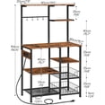 thumbnail image 3 of Rack Hoobro Large Bakers With Power Outlets 6-tier Microwave Stand With 4 Hooks, 3 of 9