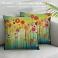 thumbnail image 3 of WERPE  Flower Throw Pillow Cushion Cover, Abstract Dandelion Inspired Spiral Blooms Petals Geometrical Shapes Nature Art Theme, Decorative Square Accent Pillow Case,  Magenta Green, 3 of 5
