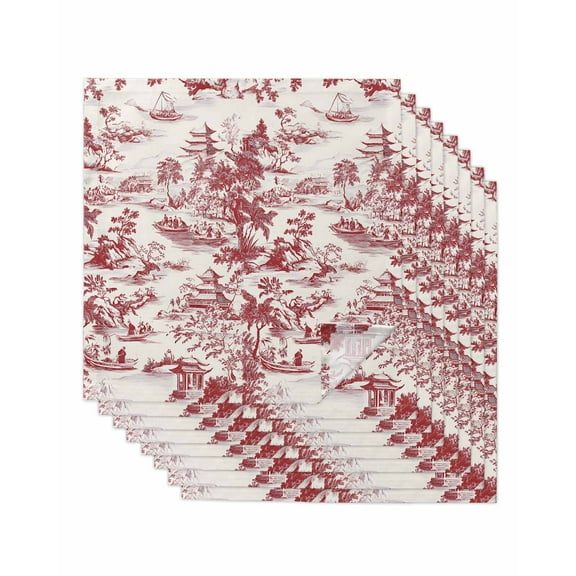 Hokiten Kitchen Dinner Napkins Set of 8 Red Garden Retro Cloth Napkins Reusable Washable Table Napkins for Weddings Cocktail Parties Holiday Table Decor 20x20 Inch
