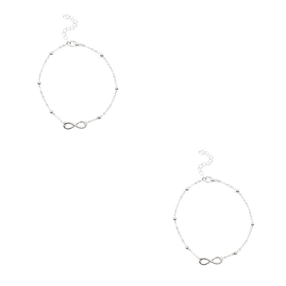 Qarigey Tobillera para niñas, adorno de joyería, cadenas para pies para decoración de vestidos, plata en forma de 8 plata en forma de 8 2piezas Qarigey CBP200258