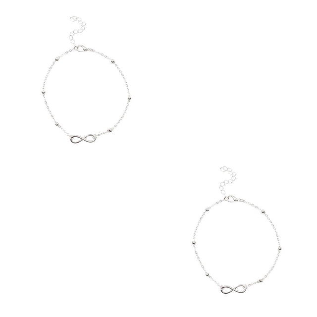 Sonducket Tobillera para niñas, adorno de joyería, cadenas para pies para decoración de vestidos, plata en forma de 8 plata en forma de 8 2piezas Sonducket CBP200258