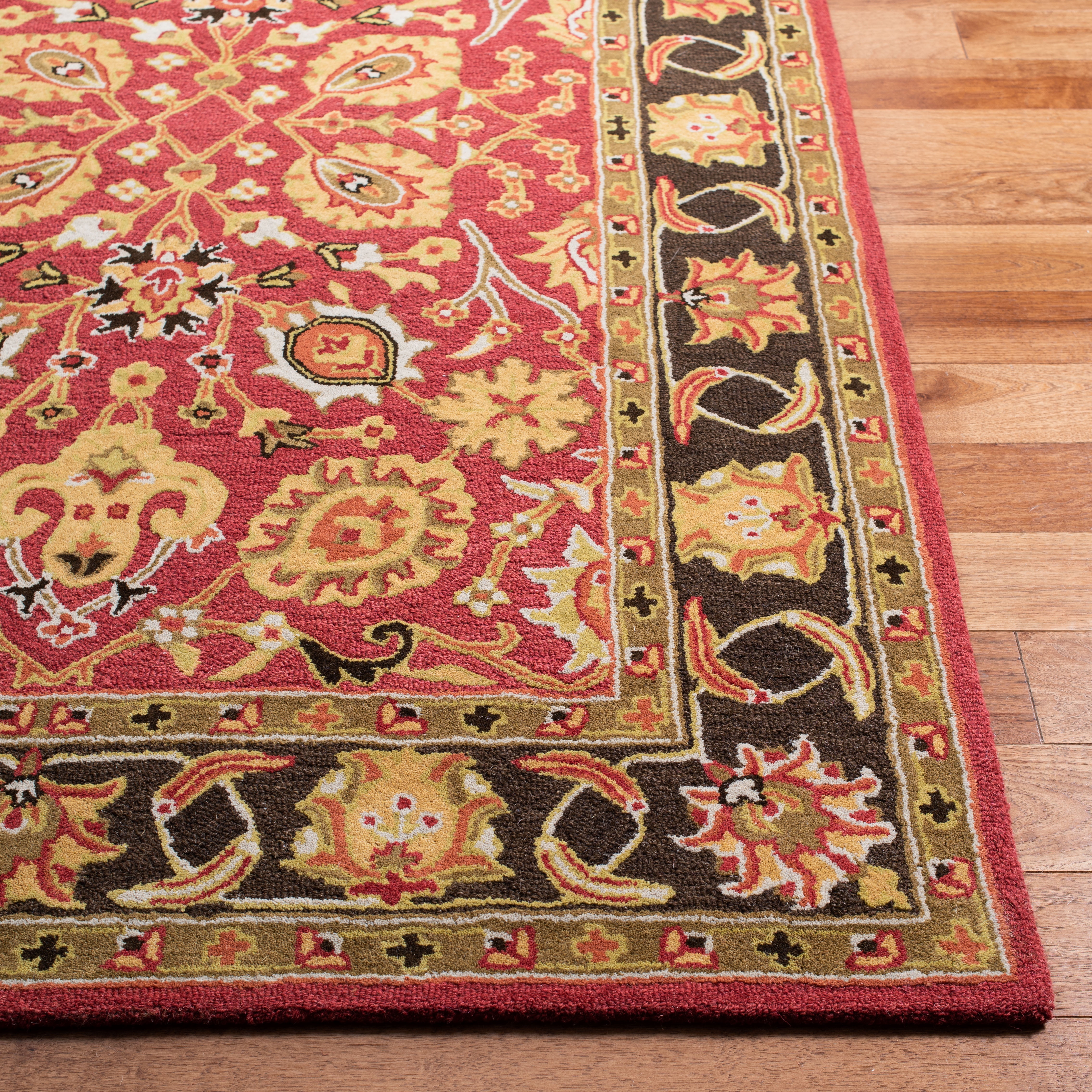 Safavieh Heritage Clarisse Floral Wool Area Rug, Red/Gold, 6' x 6' Square