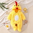 thumbnail image 4 of CUZIBR Chick Boy Girl Fuzzy Halloween Onesie Animal Footed Romper Jumpsuit Hooded Zip Up Long Sleeve Funny Dress-up Party Clothes,Yellow,1-3 Months, 4 of 7