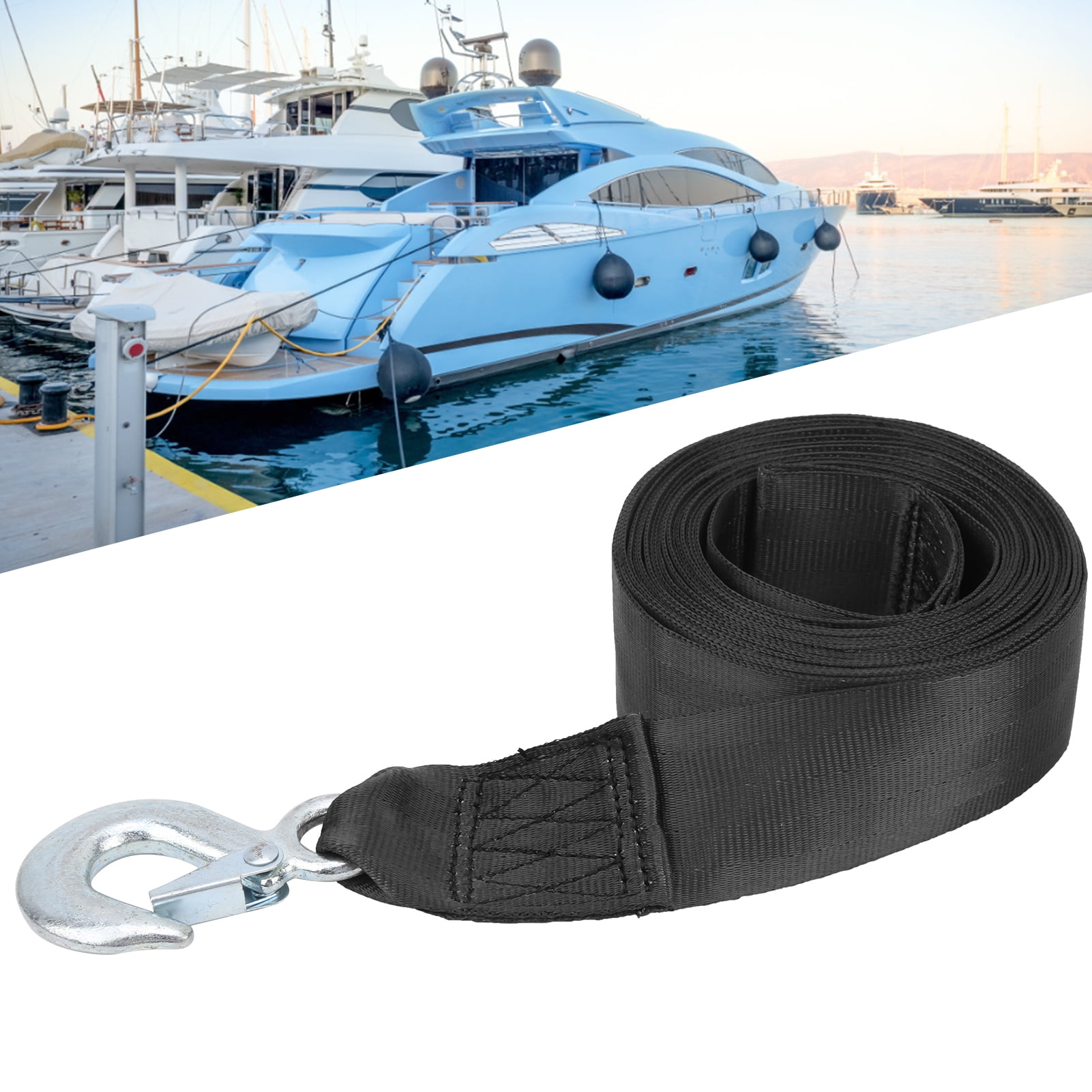 SGT KNOTS Boat Winch Strap with Hook - Heavy Duty Marine Trailer Straps,  Boat Towing Equipment & Tie Downs (2 x 16ft, Black) : : Sports &  Outdoors