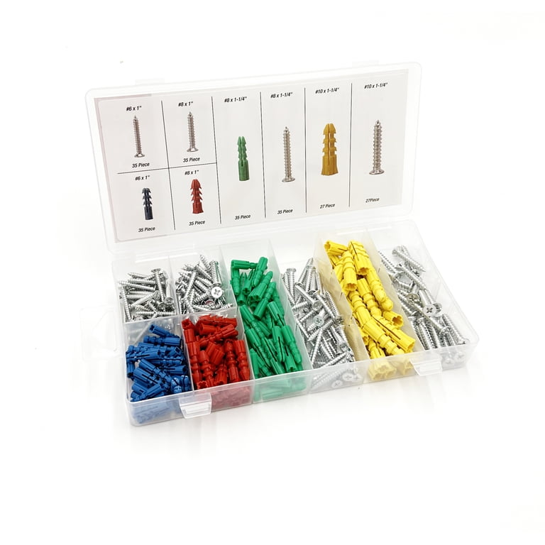 Hyper Tough Screw and Anchor Fastener Set, 264 Pieces, Zinc Plated
