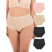 Barbra Womens Panties Seamless High Waist Brief Small to Plus Sizes Multi-Pack