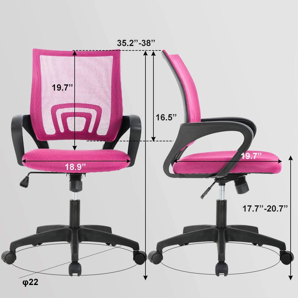 BestOffice Ergonomic Office Chair, Lumbar Support, Adjustable Height with Armrests for Adults(Pink)