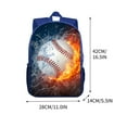 thumbnail image 3 of PREWOOD Baseball Water Fire Print Travel Backpack，Blue Student Printed Backpack For The Start Of School Season Casual High-capacity Sports Backpack For Men And Women, 3 of 6