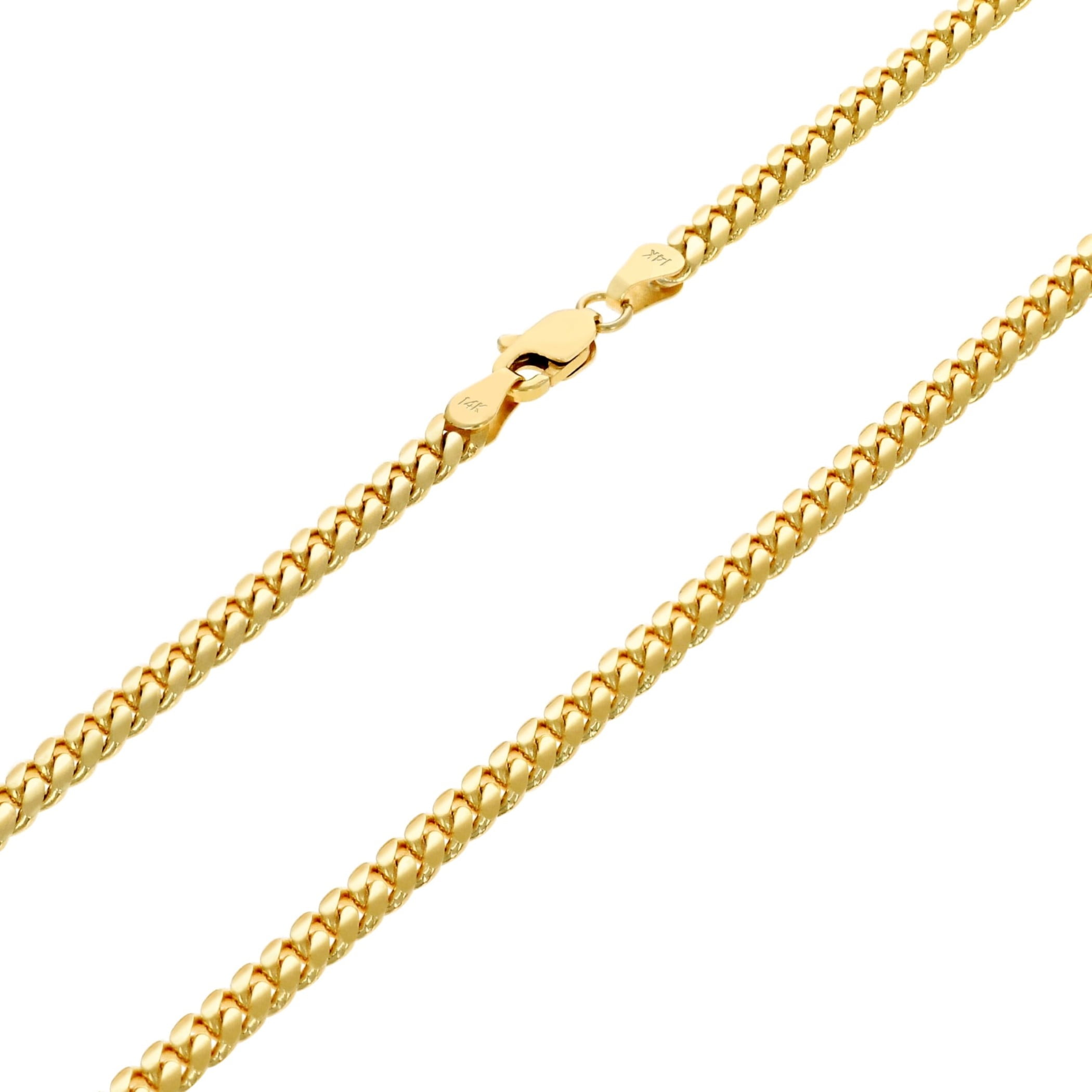 Nuragold 14k Real Yellow Gold Solid Miami Cuban Link 4mm Chain Necklace (16"-30") Italian Jewelry for Men & Women