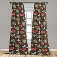thumbnail image 4 of Ambesonne Tropical Curtains, Fun Watermelon Monstera, Pair of 28"x84", Red Sage Green Brown, 4 of 5