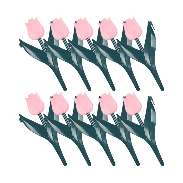 10 piezas de tulipanes artificiales para borde de jardín, adorno para entrada de vehículos. Flor rosa