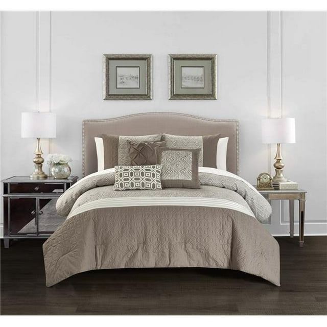 6 Piece Imara Comforter Set, Beige - Queen Size