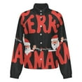 thumbnail image 5 of Jackets for Women Winter Coat Jackets Flannel Stand Collar Jacket(Merry Xmas Santa Letters,Size:S-4XL), 5 of 7