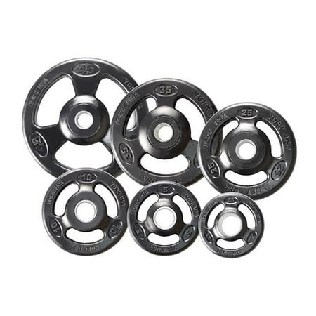 York Barbell 29020 Rubber Encased Steel Composite Olympic Grip Plate- Black - 2.5 lbs