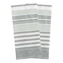 T-fal Dual-Sided Skipping Striped Kitchen Towels, 2-Pack, Graphite