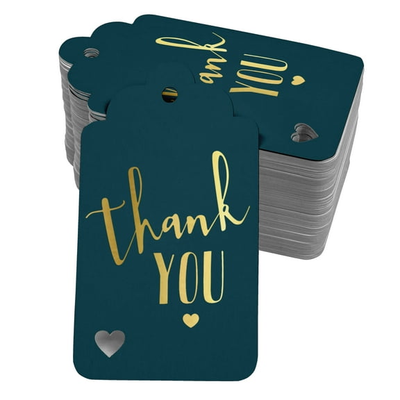 Inkdotpot Gold Foil Paper Hang Tags Thank You Bridal Shower-Baby Shower-Retirement-Wedding-Birthday Favor Tags 100 Pieces