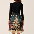 thumbnail image 5 of Women's Casual Fashion V Neck Long Sleeve Christmas Printed Party Vintage Dress for Holiday Events and Retro Style, Perfect for Women's Evening Wear,Multicolor,2XL, 5 of 6