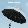 thumbnail image 5 of Windproof Travel Folding Umbrella Large 27in Diameter | Sturdy 10 Rib Carabiner Handle | Automatic Open Close | Black Sun Protection Coating | Portable for 2-3 People | 1 Pack | Black/White, 5 of 6