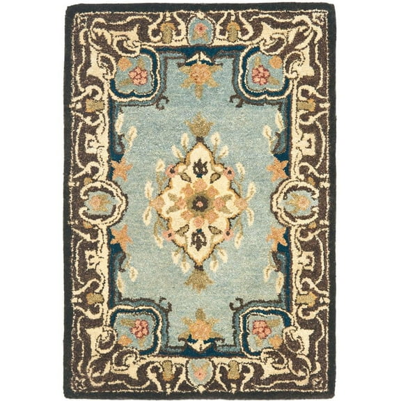 SAFAVIEH Bergama Payton Oriental Wool Area Rug, Light Blue/Ivory, 2' x 3'