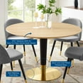 thumbnail image 5 of Dining Table, Round, Wood, Metal Steel, Gold Brown Natural, Modern Contemporary Urban Design, Kitchen Room Cafe Bistro Restaurant Hospitality, 5 of 5