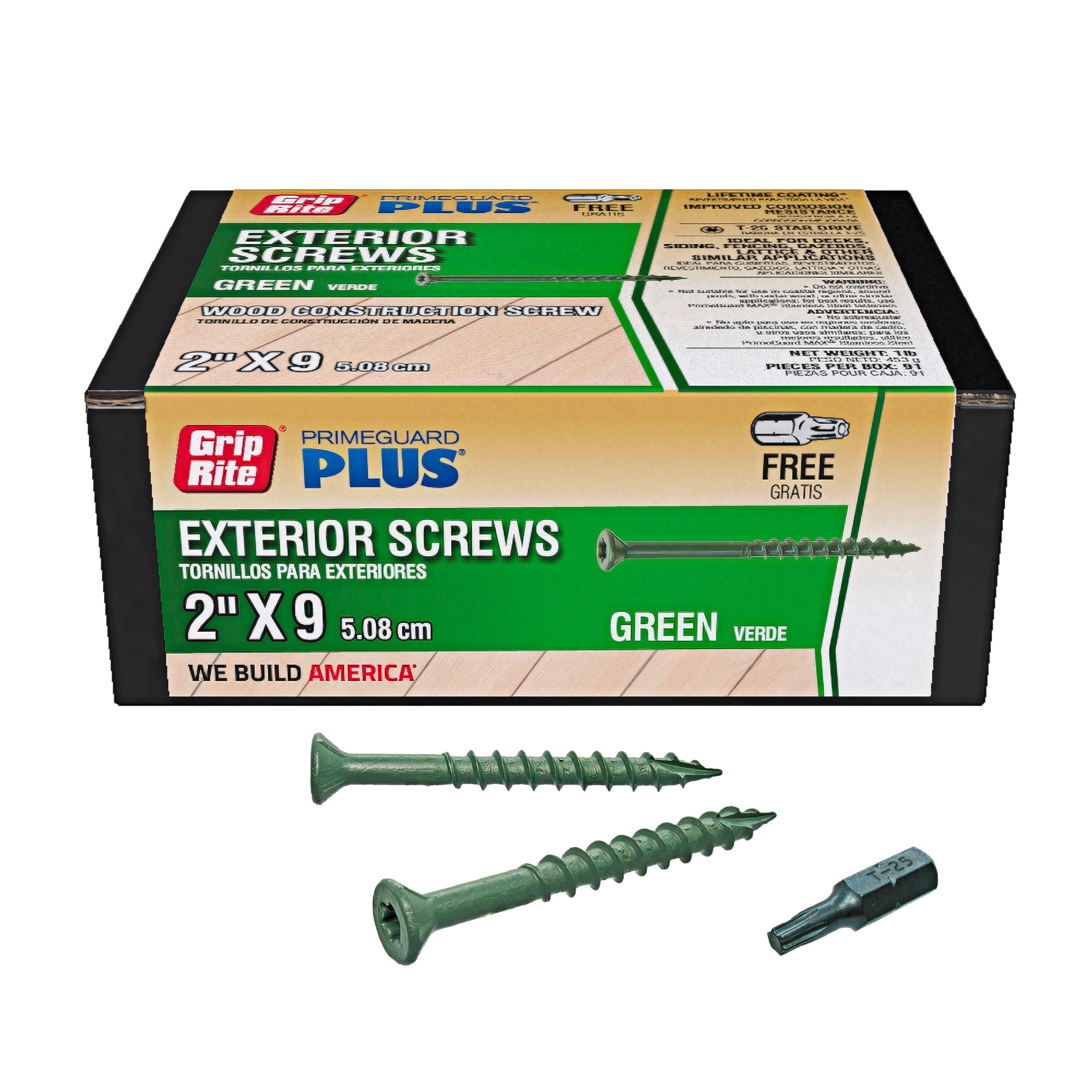 Grip-Rite PrimeGuard Plus #9 x 2 in. Green Wood to Wood Deck Screw 1lb.