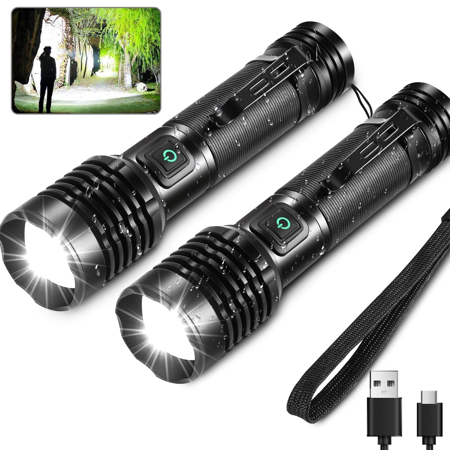 AMBLER LED Flashlights, 90000 Lumens Zoomable 7 Modes