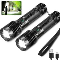 2 Pack Rechargeable Flashlights, High Lumens Compact LED Flashlights with Clip, 5 Modes Waterproof Super Bright Mini Zoomable Flashlight for Hiking,Camping