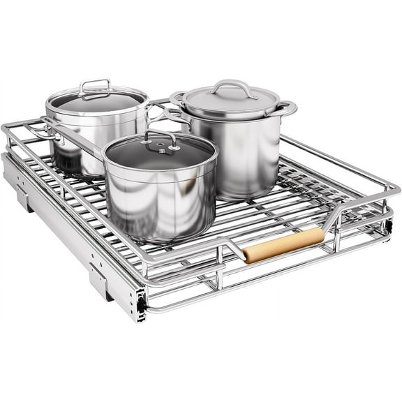 Pull out Cabinet Organizer,Heavy Duty Smooth Sliding Under Cabinet Shelves for Pots and Pans,Roll out Drawers with Thickened Chrome Plating,Slide out Drawers for Home Kitchen Pantry(12"W X 21"D)