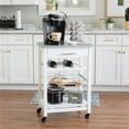thumbnail image 2 of Linon Natalie Granite Top Rolling Kitchen Storage Island in White Wood, 2 of 12