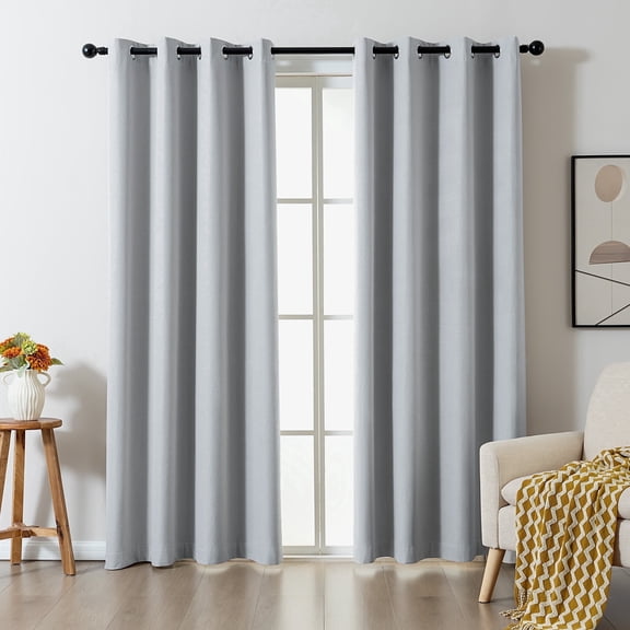 Sonive 42" x 84" Blackout Curtains Pack of 2, Grommet Top Living Room Bedroom Curtain, Light Blue