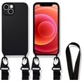 thumbnail image 1 of HAHDAXIA Crossbody Lanyard Case Compatible with iPhone\u200213 mini, Lens Protection Soft Silicone Shockproof Protector Case with Adjustable Shoulder Strap Removable Neck Strap (Black, iPhone, 1 of 7